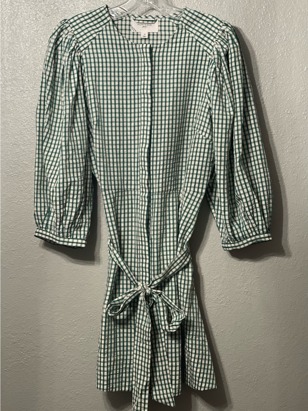 TUCKERNUCK POMANDER PLACE Green Gingham Seersucker Cordelia Dress - Size M - Picture 2 of 4